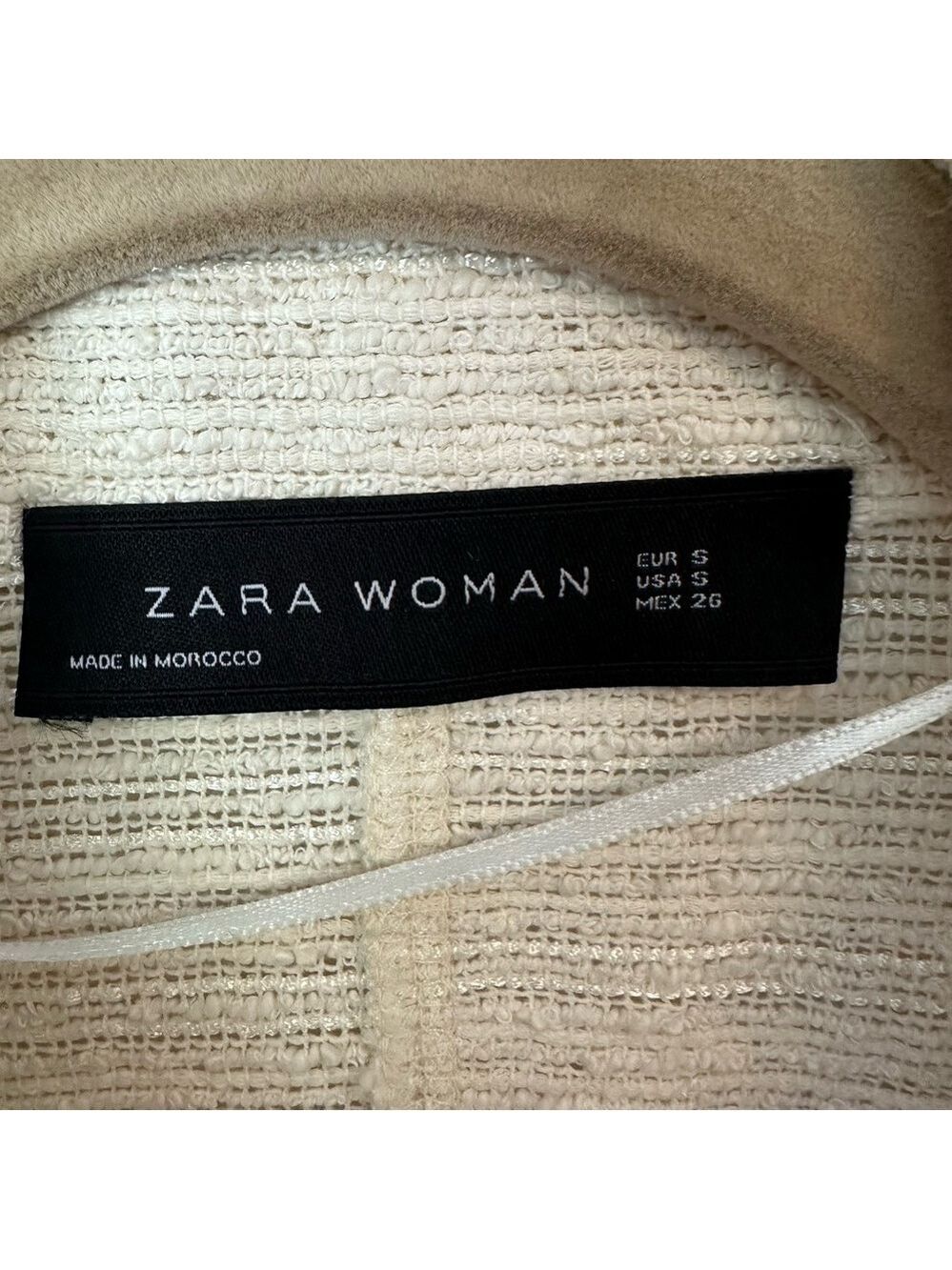 Zara Woman S Small Cotton Duster, Creamy White, Epaulettes, Unfinished Edging - Picture 3 of 5